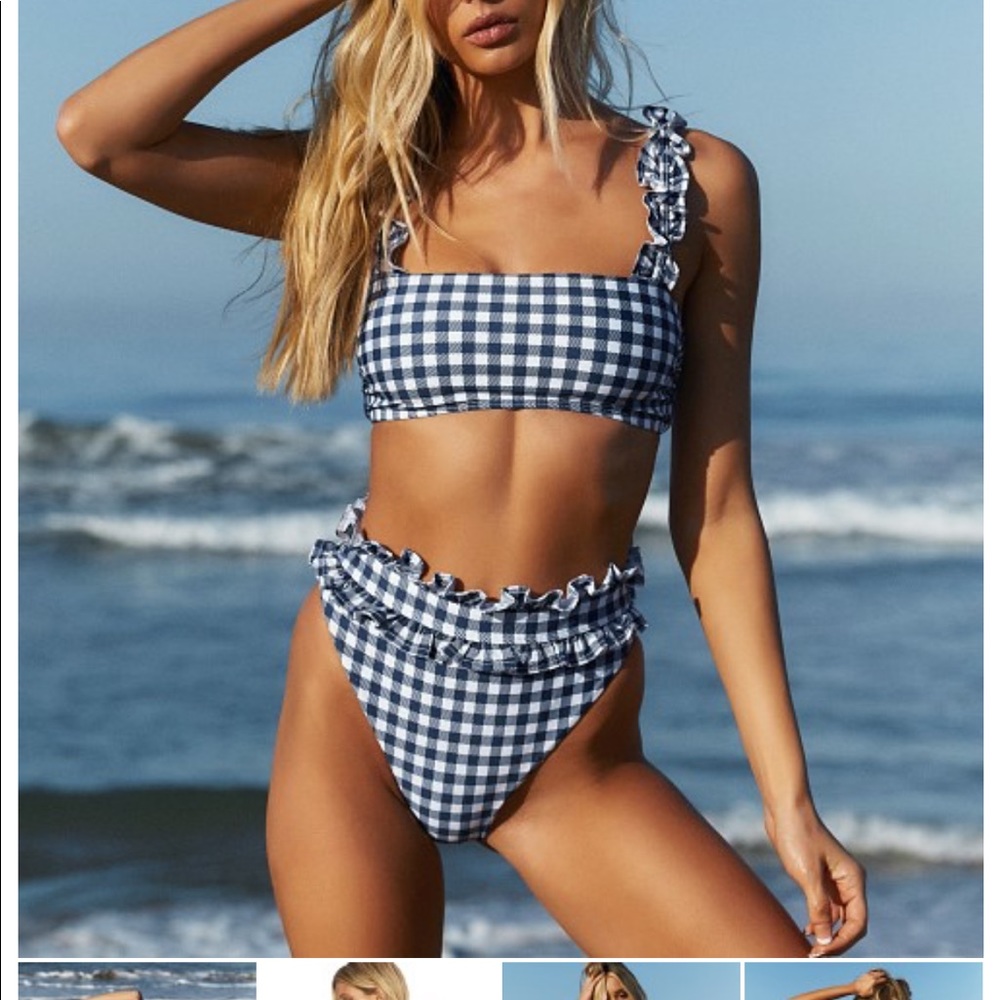 Beach Riot high rise gingham bikini bottom